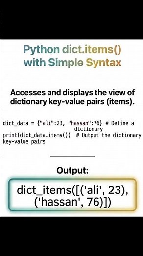python dictionary items method explained