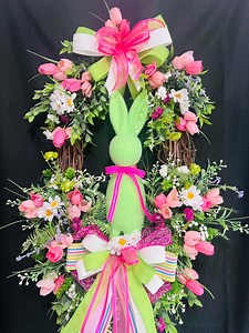 Easter Bunny Wreath for Front Door Easter Swag Rabbit Wreath Flocked Bunny Spring Wreath Easter Wreath Easter Door Hanger Gift for Momo - Etsy