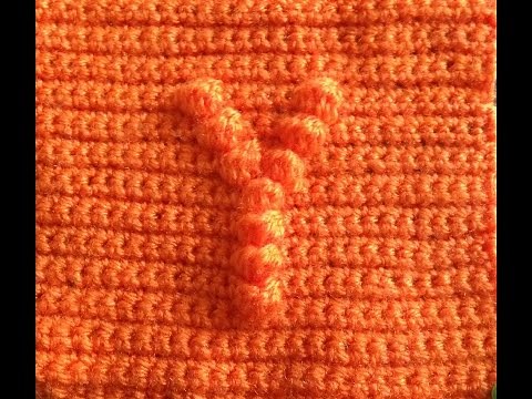 How to crochet a square with bobble stitch chart letter Y