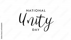 National Unity Day Text Animation. Great for Unity Day Celebrations, lettering with white background, for banner, social media feed wallpaper stories Stock Video