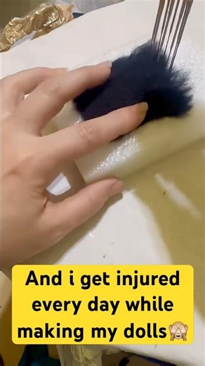 Puppet making and injuries behind the scenes 😅 #handmadedoll #handmake #woolen