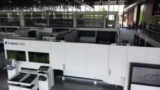 Autonomously connect your cutting and bending processes with TRUMPF ✅ Watch the TruMatic 6000 cut, sort, and stack material for the bending process, while the TruBend Center 7030 is able to pull the blanks and process the parts automatically. | TRUMPF Inc.