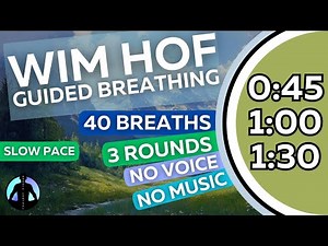 WIM HOF Guided Breathing | 40 Breaths 3 Rounds Slow Pace | Up to 1:30min | No Voice No Music