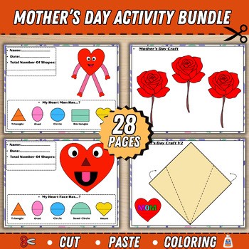 Mother’s Day Activity Bundle | Crafts, Writing, Sequencing & 2D Shape For (k-2)