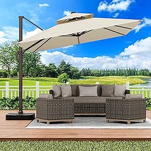 Amazon.com : Mcadore 9x12 FT Patio Cantilever Umbrella, Outdoor Large Rectangular Double Top Heavy Duty Offset Umbrellas with 360° Rotation, Beige : Patio, Lawn & Garden