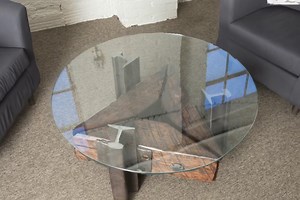 Gather round this triangle coffee table. | Rail Yard Studios