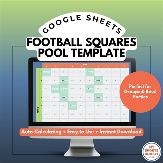 Football Squares 100 Grid Google Sheets Template: Super Game Pool (digital Download) - Etsy