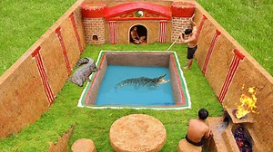 Building a giant swimming pool crocodile