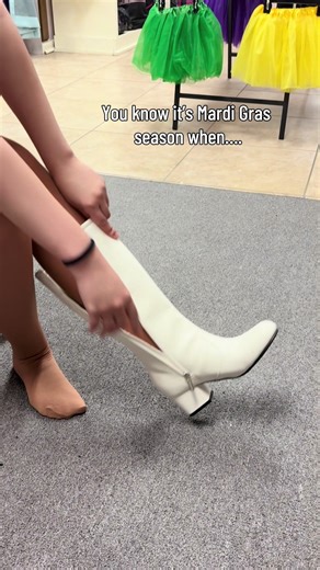 Majorette or Nancy boot? We have both!! If you’re marching in the parades or just watching on the side? We got you!! 🥰💜💚💛 #majorette #neworleans #mardigras #fyp #parade