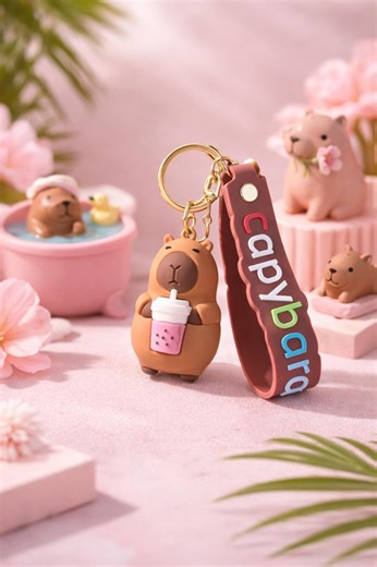 Capybara Keychain, Kawaii Animal Bag Charm With Strap - Etsy