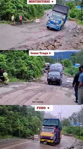 Mitsubishi vs Isuzu Traga Wheelie vs Fuso japan