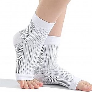 3 Pairs Heelsium Pain Relief Socks, Soothe Socks for Neuropathy, Compression Foot Sleeve Support Brace Sock (S/M, White)