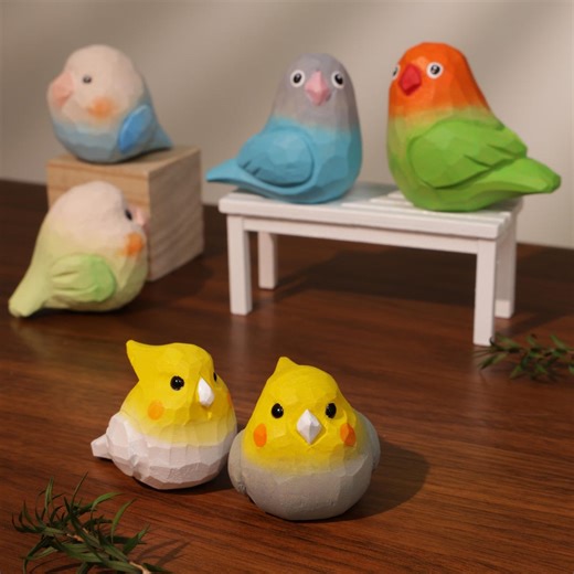 Handmade Wooden Carving Bird Figurines, Colorful Bird Ornaments, Creative Home Decor, Handcrafted Wood Art, Parrot & Cockatiel - Etsy