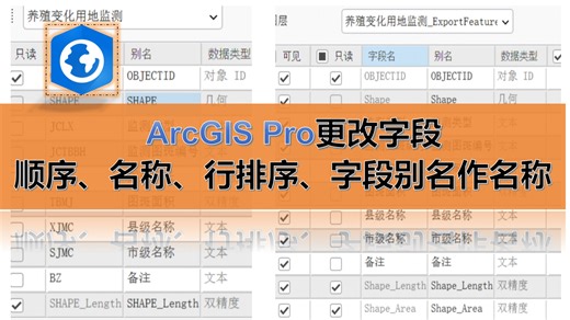 实用！ArcGIS Pro更改字段顺序、名称、类型、行排序、字段别名作名称