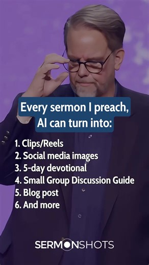 1.1K views · 12 reactions | PLEASE don't let AI write your sermons, do this instead... Use AI to multiply your sermon's impact. You can turn it into social media content and other resources. Of course, always review and edit the output, but AI can be a great tool to multiply your sermon's impact in very little time. For example, I've partnered with @SermonShots for the clips I post here. Comment "interested" and the team will make 2 clips for you, with your sermon. | Ed Stetzer | Facebook