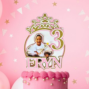 Princess 3D Birthday Photo Cake Topper, Pink and Gold - Etsy Canada