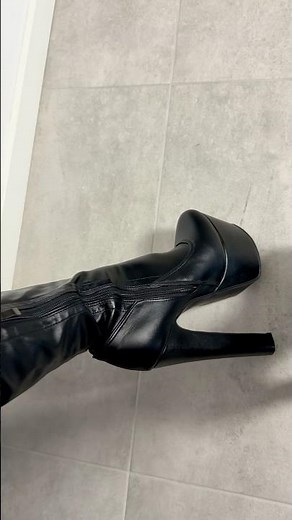 High Heel Thigh High Boots Try On | Black Platform Boots #leather #boots #higheels #platformheels