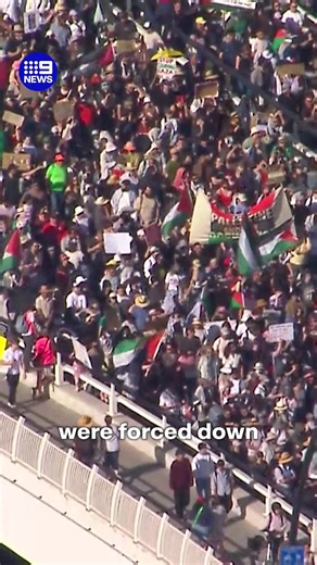 Pro-Palestinian protest numbers have far exceeded expectations across the country, as record crowds called to end the war in Gaza. #9News | 9 News Sydney