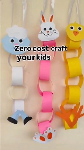 Cute DIY paper animal chain craft – colorful handmade kids decoration tutorial 🐰✨ #art