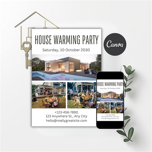 Housewarming Invitation Template Canva Editable, Modern Photo Collage Housewarming Party Invite Card, New Home Celebration, Instant Download - Etsy