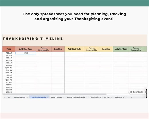 Thanksgiving Spreadsheet Planner | Friendsgiving Dinner Holiday Organizer: Menu Planner, Guest Tracker, Grocery List, Budget Tracker & More! - Etsy