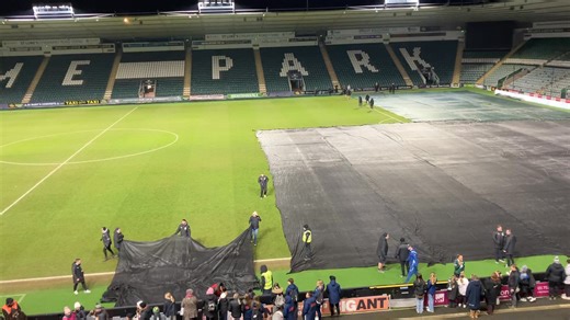 Pitch covers quickly being put into place at a very cold Home Park after Argyle Women’s 3-1 defeat by Watford and ahead of the men’s League One game against Burton tomorrow. | Plymouth Argyle - Plymouth Live