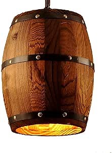 Retro Wooden Wine Barrel Ceiling Light Bars Cafes Pendant Lamp Hanging Lighting, for Bedrooms, Wine Cellars, Kitchens, Bars, Cafes