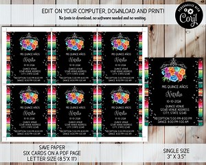 Reception Card Template, Fully Editable Insert Card Printable , Thank You Cards ,simple DIY, Instant Download, Quinceañera Place Cards - Etsy