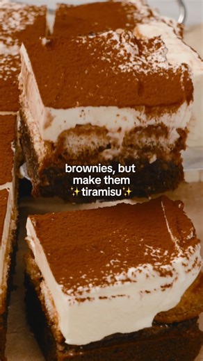 Just when we though brownies couldn't get any better, they get a ✨tiramisu✨ upgrade. Find the full Tiramisu Brownie recipe on the Delish app or click our link in bio. Recipe by @alejandrovaldeslora, shot by @bcais #Brownies #Tiramisu | Delish