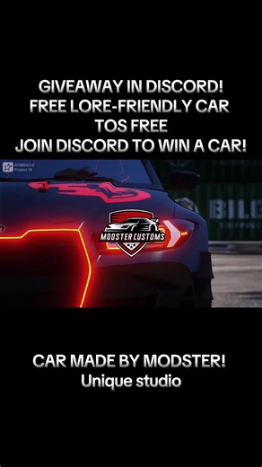 GIVEAWAY! Free car giveaway! Join our discord and like 🚗 on the announcements! Car made by @Modster Customs UNIQUE STUDIO! #gta5 #gtaroleplay #fivem #fivemclips #fivemroleplay