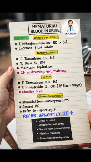Doctor Beast | HEMATURIA (Blood in Urine) — Know the Causes & When to Refer Urgently! Hematuria can range from simple infections to serious urological... | Instagram
