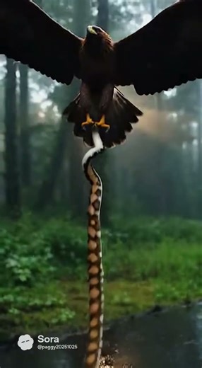 Eagle Saves Baby Birds By Snatching Attacking Python! #Eagle #Python #AnimalRescue #BirdOfPrey
