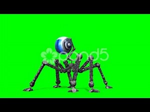 Alien Tripod Machine Walk - Seperated On Green Screen