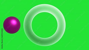 Glassmorphism. Loading icon. 4K animated video with transparent background and alpha channel. Purple metal ball moves near ring made of cloudy glass. Concept of waiting for website page to open. Loop