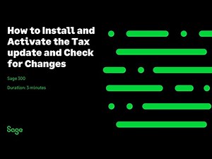 Sage 300 — How to Install and Activate the Tax update and Check for Changes (North America)