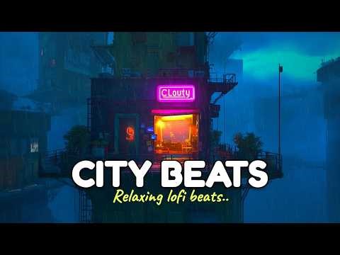 Rainloop Clouds - Skies of Future - Cyberpunk Lofi / Music ⛈️ Highrise Rainfall