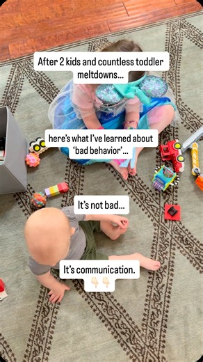 After two kids and more toddler meltdowns than I can count… Here’s what I’ve learned about so-called “bad” behavior 👇 It’s not defiance. It’s not manipulation. It’s not “being dramatic.” 🧠 It’s communication. Your toddler doesn’t have the words yet to express all the big emotions. So they use the tools they do have… tears, screams, and chaos. Here’s what common behaviors are really saying and what you can say back to help them feel seen: 🔊 Whining = Frustration or Mental Overload Try: 🗣 “You