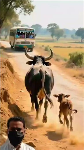 Sacred Cow VS Bus! 🐄🐄 Cow's "CRAZY" Act Saves Everyone! 🐄🐄