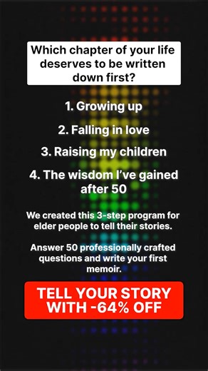 Memories fade, but your story can last forever. With Memowrite, sharing your journey is easier than ever: 💭 Answer 50 prompts that spark reflection 📚 We edit and design a beautiful hardcover memoir, delivered to your door 🚨 CHRISTMAS Sale ends soon! Save up to 64% today. | Memowrite