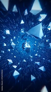 Generative AI video - grid of sleek silver and indigo prisms rotating in a futuristic 3D environment