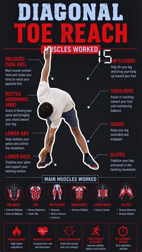 20s DIAGONAL TOE REACH Challenge 🔥 Can Your Abs Handle This?