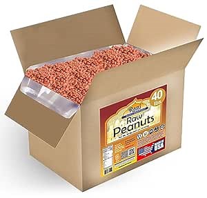 Rani Peanuts, Raw Whole With Skin (uncooked, unsalted) 40lbs (640oz) 18.14kg Bulk Box ~ All Natural | Vegan | Kosher | Gluten Friendly | Fresh Product of USA ~ Spanish Grade Groundnut/Red-skin