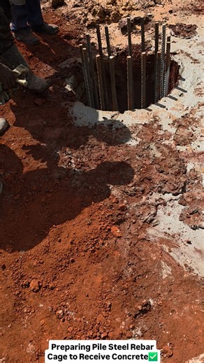 FOS Engineering Solutions on Instagram: "Preparing the Pile Rebar Cage to Receive Concrete Pile foundations are typically used when 1. Surface soil is too weak to support the structure. 2. Loads are very high, so need to be transfer to the hard strata. 3. The site has poor drainage or chances of waterlogging is too high 4. There is need to resist uplift or lateral forces as in bridges. Captured in the footage is an active job site in Zimmerman🇰🇪 #PileFoundations #UsidanganyweNaFundi #AskFOS"