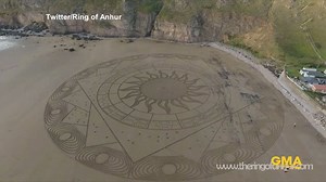 WATCH: Renowned snow artist Simon Beck spends more than 7 hours creating incredible sand art. | Good Morning America