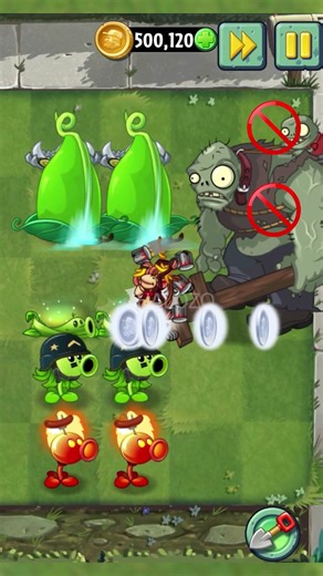 PvZ 2 - Four Cell Attack - Mega Gatling Pea Plants & Other Plant Teams Vs 40 Animal Zombies #shorts