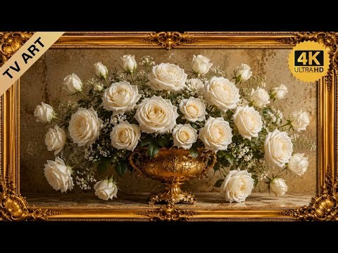 Floral Painting Masterpiece Luxury Framed TV Art 4K Design Wallpaper Screensaver Home Decor Painting