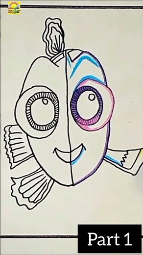 part 1:Finding Nemo and Dory drawing#drawing #easydrawing #ytshorts #nemo #doryfish