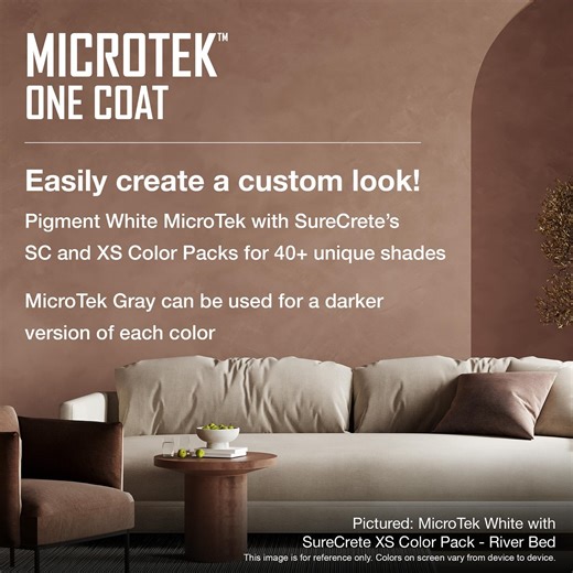 Concrete Exchange | Seamless. Stylish. Simple. SureCrete MicroTek One Coat applies like a skim coat and transforms floors, walls, fireplaces, patios, and more... | Instagram