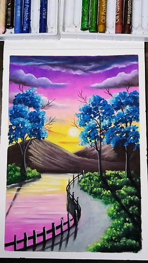 Painting on paper A4 Menggunakan grasp soft oil astel dari @kiddyplaystore #art #painting #oilpastel #artists | Nefri Art