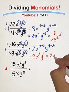 195K views · 2.3K reactions | Dividing Monomials Made Easy: Simplify Like a Pro! | Prof D | Facebook